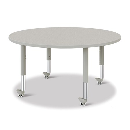Jonti-Craft Berries Round Activity Table, 48 in. Diameter, Mobile, Freckled Gray/Gray/Gray 6433JCM000
